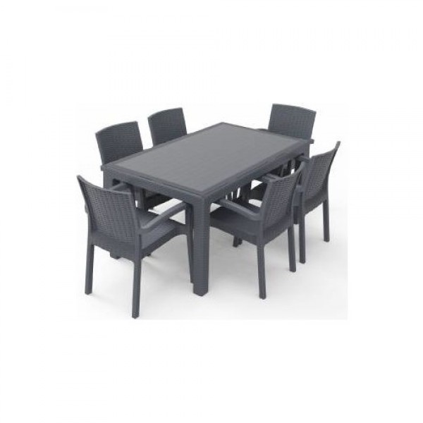 Violet Rattan 90×150 Trend Lüx 6 Kişilik Masa Takımı