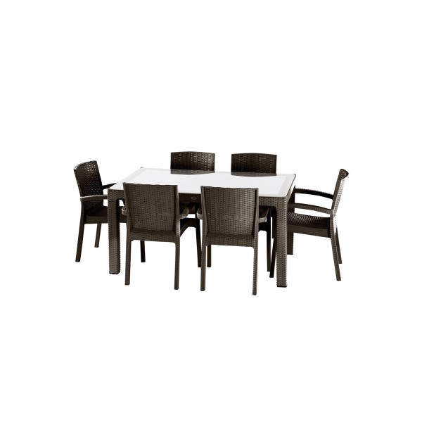 Violet Rattan 90×150 Trend Lüx 6 Kişilik Masa Takımı
