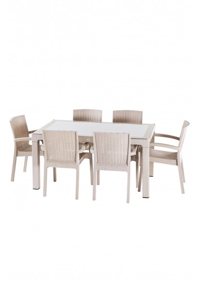 Violet Rattan 90×150 Trend Lüx 6 Kişilik Masa Takımı