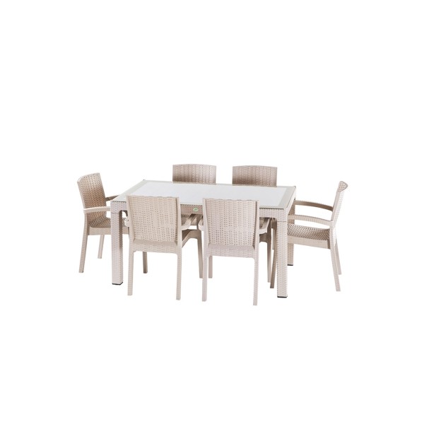 Violet Rattan 90×150 Trend Lüx 6 Kişilik Masa Takımı
